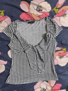 Shein Gingham Tie-Front Top
