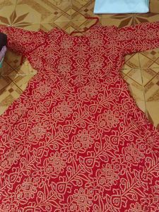 Red Bandhani Print Saree