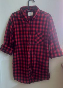 Bershka Red Plaid Shirt