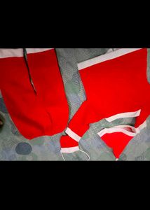 Beautiful Santa Dress With 2 Caps And Potli