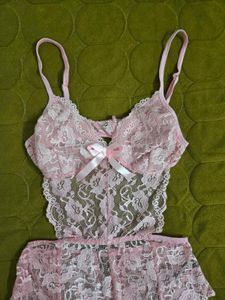 baby Pink Lace Lingerie Set size S
