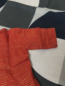 Red &amp; Gold Indian Skirt Set For Kids