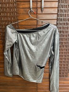 Tokyo Tolkies Silver Party Wear Top