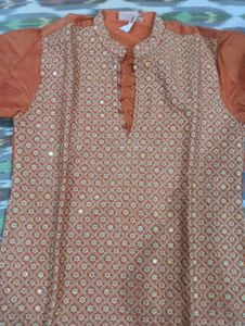 Orange Kurta Set for Men - Full Work, Ethnic wear