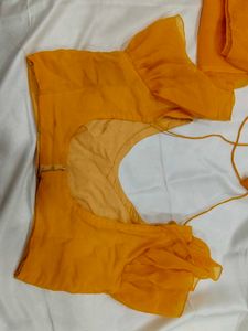 Haldi Colour Saree With Iconic Blouse