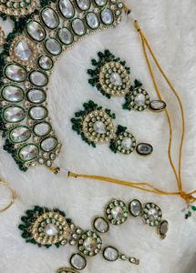 unused Elegant Green Kundan Jewelry Set