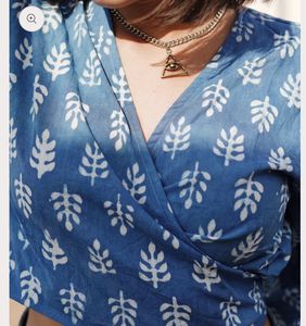Block Print Wrap Top - Free Size 💙