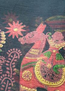 Printed Black Chiffon Saree