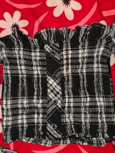 Plaid Off-Shoulder Crop Top