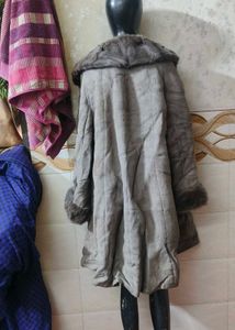 pure  Fur lather Trimmed Coat