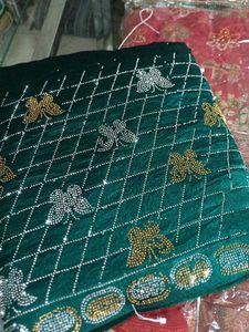 Elegant Green Embroidered Saree with Blouse
