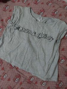Grey &#39;Mermazing&#39; Sequin T-Shirt
