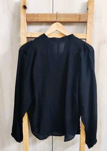 Black Embroidery Work Cotton Top Size-38