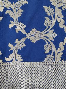 Blue &amp; Gold Floral Banarsi Dupatta