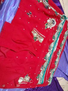 Red Stone Work Saree