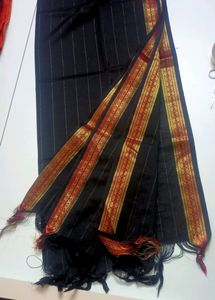 Black Silk Dupatta With Tassels