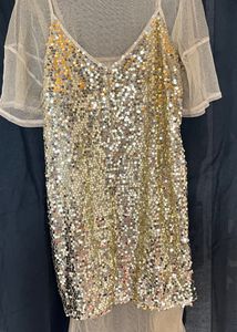 Sequin Cami and Mesh Top Set