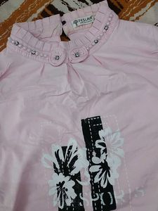 Pink Top embedded with pearls and stones