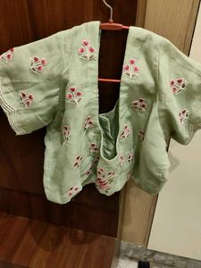 Embroidery Green Blouse