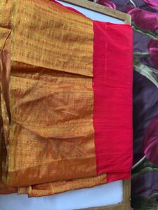 Red &amp; Gold Saree with Embellished Blouse