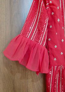 Red Sharara Set Bust 34 (Alterable Upto 36)