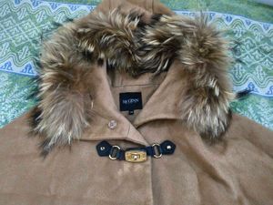 McGinn Wool Cape with Fur Hood