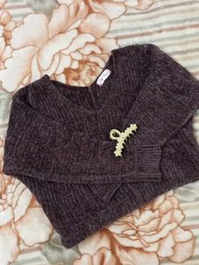 Cozy Plum Knit V-neck Sweater – Soft & Warm