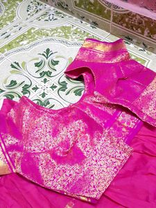 Fully Stitched South Indian Half Saree | Pink With Green | Bust Size 34 Price Dropped