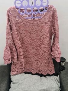 FigLace Round-Neck Top with Slip