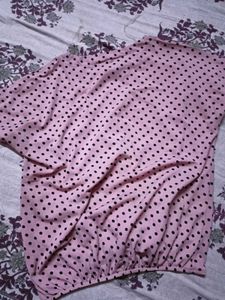 Polka Dot Pink Top With Tie Knot 🪢