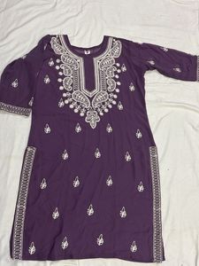 Purple Embroidered Kurti