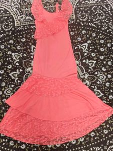 Elegant Coral Lace Dress