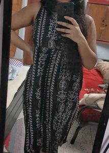 WOMEN PRINTED NOODLE STRAP DRESS