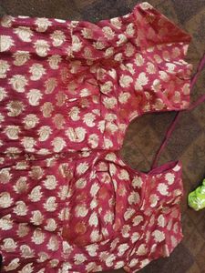 Red &amp; Gold Brocade Blouse