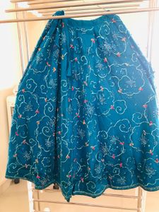 Teal Embellished lehenga choli Blouse with dupatta