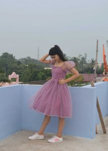Lavender Tulle Midi Dress