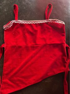 Red Velvet Lace Trim Cami