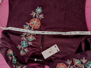 Elegant Embroidered Velvet Tunic Top