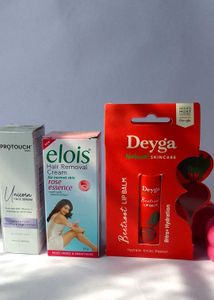 Combo Pack: Hair Removal Cream, Serum & Lip Balm