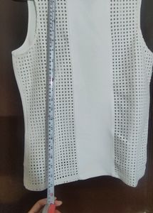 Women White Net Top