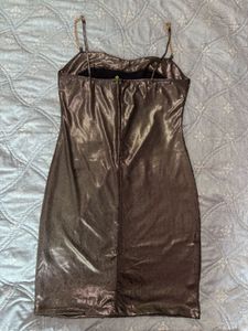 Metallic Chain-Strap Bodycon Dress