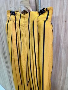 Mustard Striped Pants- Size Small