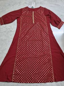 Maroon Printed Kurti