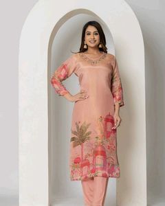 Party Wear Kurta Set With Fabric Chinon