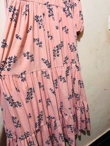 Pink Floral Tiered Maxi Dress