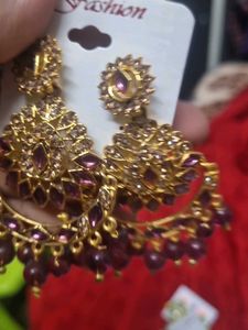 Elegant Purple &amp; Gold Dangle Earrings