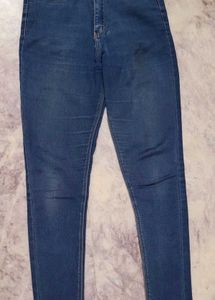 High Waist Dark Blue Denim Jeans