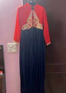 Women Long Party Wear Slit Kurti With Zip