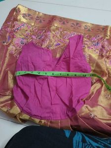 Pink &amp; Gold pattu pavadai set..