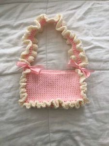 Crochet Ruffle Shoulder Bag